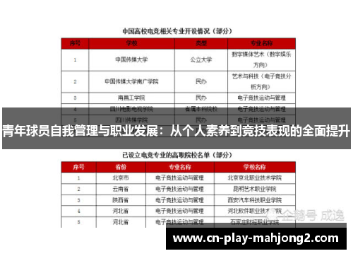 青年球员自我管理与职业发展：从个人素养到竞技表现的全面提升